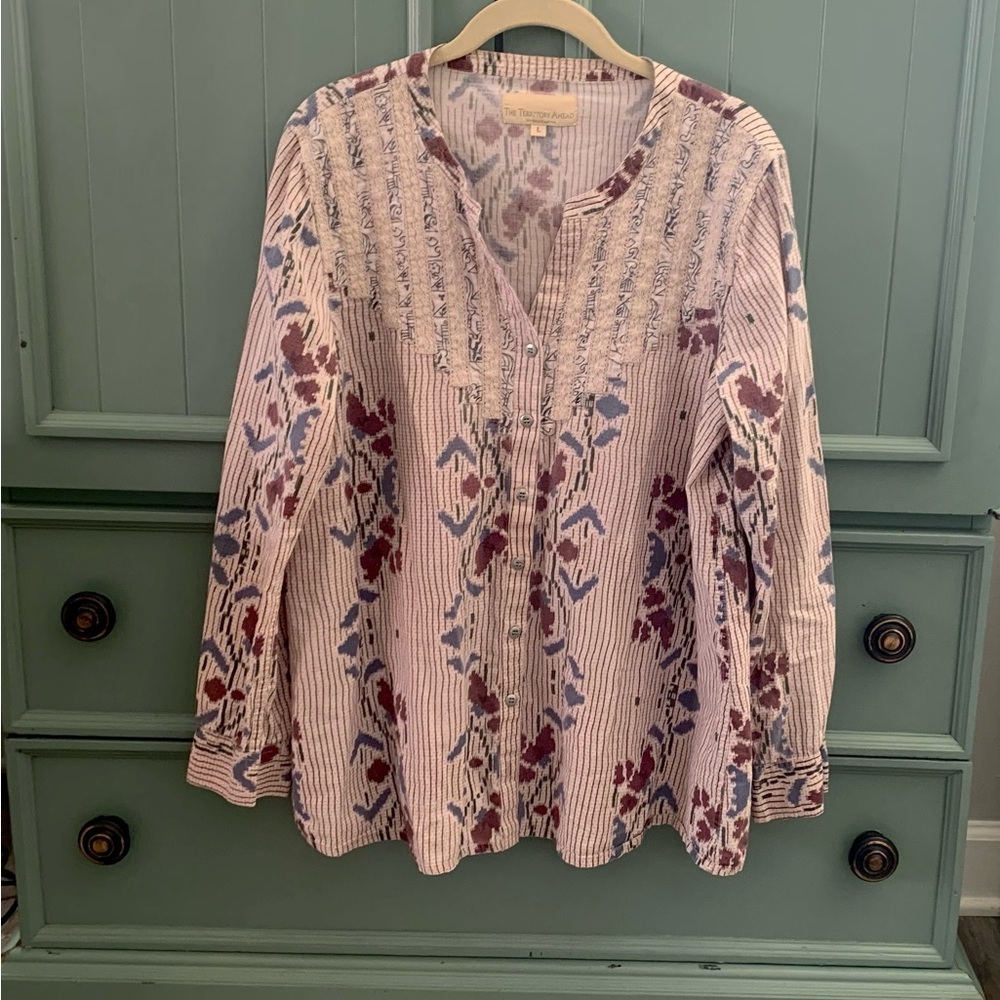 The Territory Ahead Striped Patterned Tunic - Sz Large